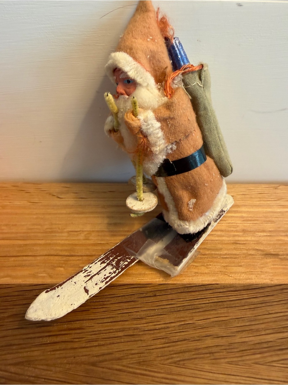 Vintage Santa Ornament on Ski Made in Occupied Japan